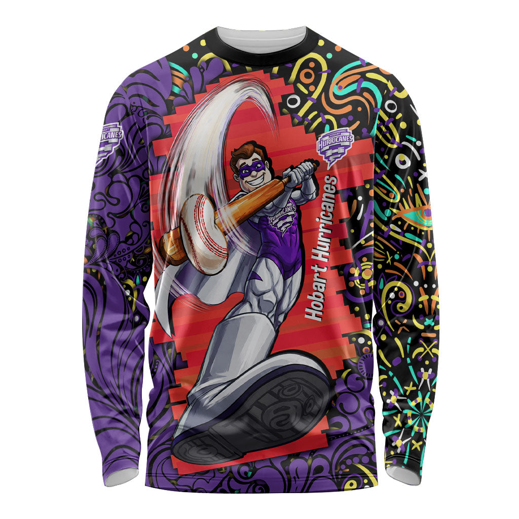 Personalized Hobart Hurricanes Cricket Long Sleeve Shirt Hippie Psychedelic Pattern Vibrant Mandala Art Style