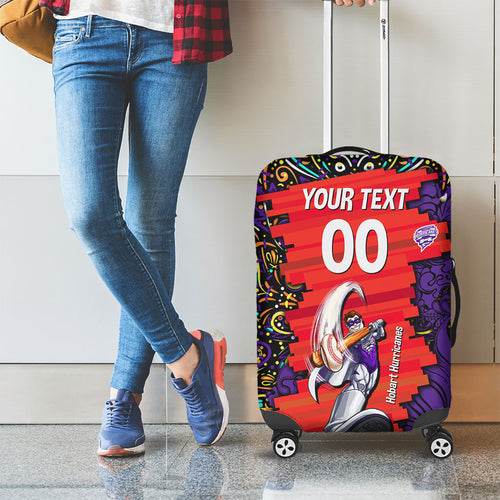 Personalized Hobart Hurricanes Cricket Luggage Cover Hippie Psychedelic Pattern Vibrant Mandala Art Style