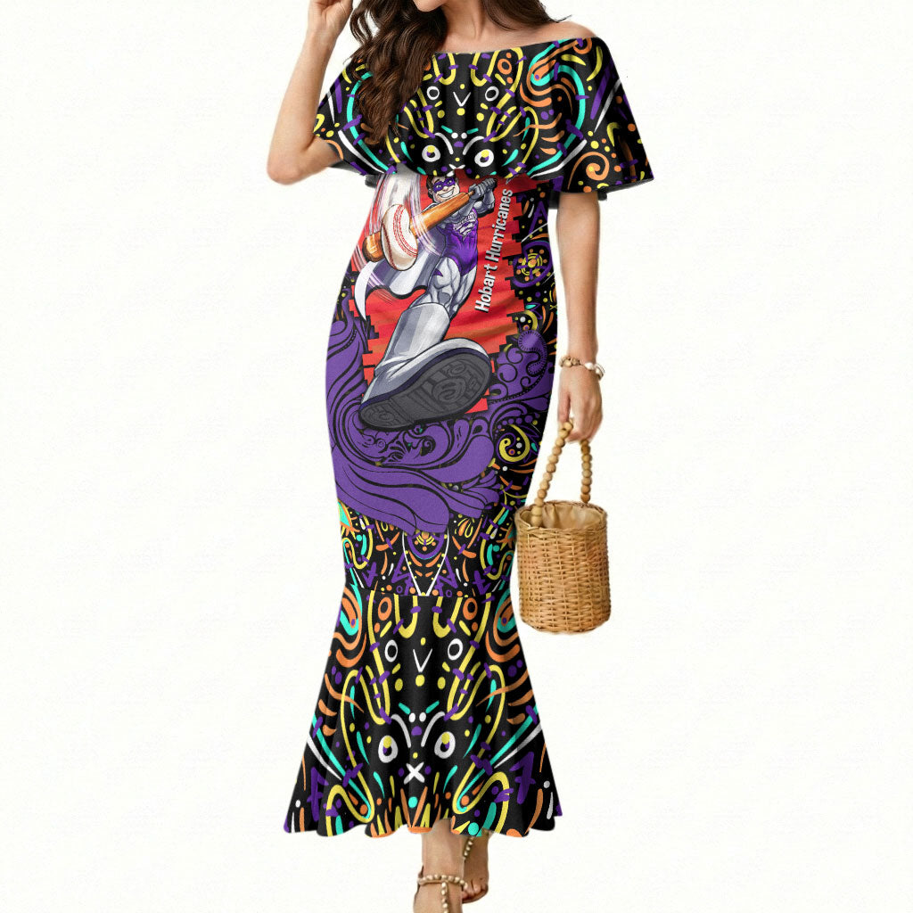 Personalized Hobart Hurricanes Cricket Mermaid Dress Hippie Psychedelic Pattern Vibrant Mandala Art Style