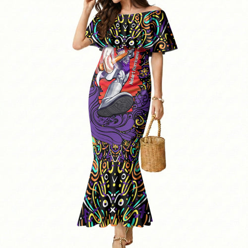 Personalized Hobart Hurricanes Cricket Mermaid Dress Hippie Psychedelic Pattern Vibrant Mandala Art Style