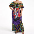 Personalized Hobart Hurricanes Cricket Off Shoulder Maxi Dress Hippie Psychedelic Pattern Vibrant Mandala Art Style