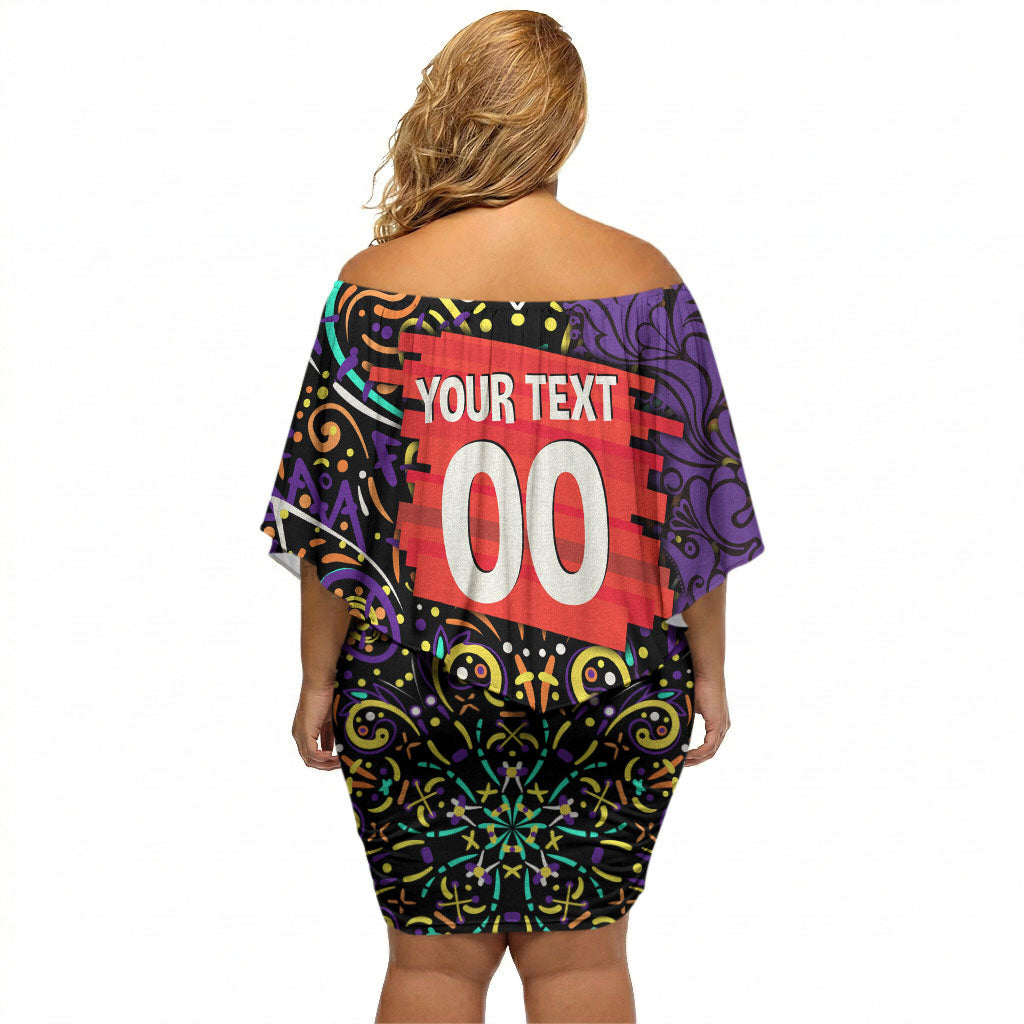 Personalized Hobart Hurricanes Cricket Off Shoulder Short Dress Hippie Psychedelic Pattern Vibrant Mandala Art Style