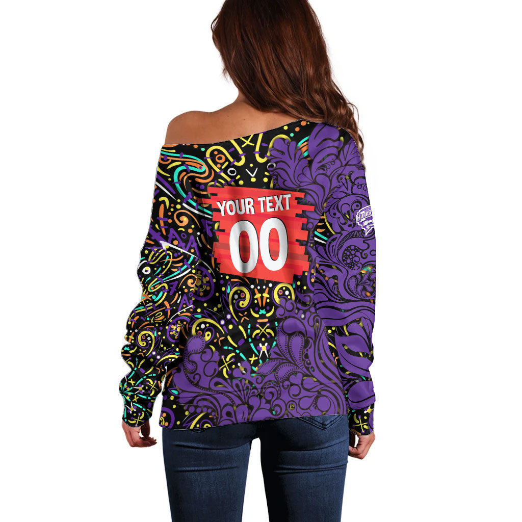 Personalized Hobart Hurricanes Cricket Off Shoulder Sweater Hippie Psychedelic Pattern Vibrant Mandala Art Style