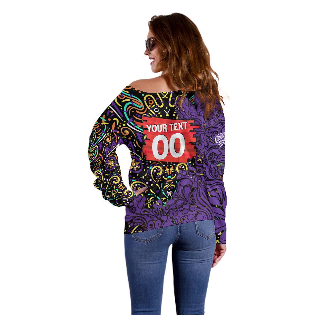 Personalized Hobart Hurricanes Cricket Off Shoulder Sweater Hippie Psychedelic Pattern Vibrant Mandala Art Style