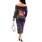Personalized Hobart Hurricanes Cricket Off The Shoulder Long Sleeve Dress Hippie Psychedelic Pattern Vibrant Mandala Art Style