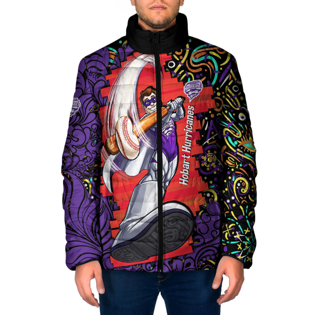 Personalized Hobart Hurricanes Cricket Padded Jacket Hippie Psychedelic Pattern Vibrant Mandala Art Style