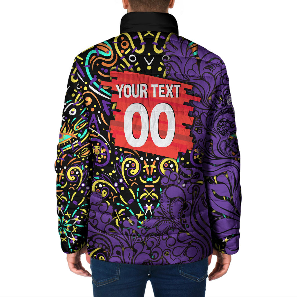 Personalized Hobart Hurricanes Cricket Padded Jacket Hippie Psychedelic Pattern Vibrant Mandala Art Style