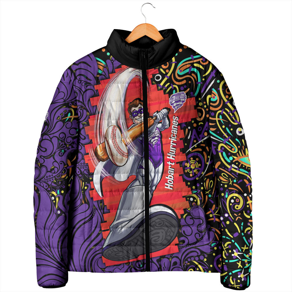 Personalized Hobart Hurricanes Cricket Padded Jacket Hippie Psychedelic Pattern Vibrant Mandala Art Style