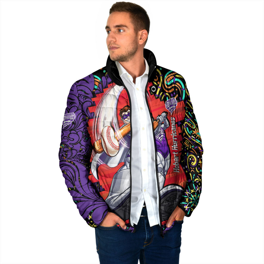 Personalized Hobart Hurricanes Cricket Padded Jacket Hippie Psychedelic Pattern Vibrant Mandala Art Style