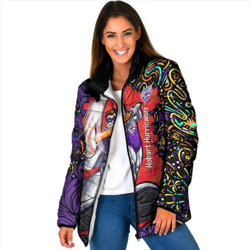 Personalized Hobart Hurricanes Cricket Padded Jacket Hippie Psychedelic Pattern Vibrant Mandala Art Style