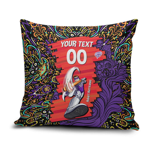 Personalized Hobart Hurricanes Cricket Pillow Cover Hippie Psychedelic Pattern Vibrant Mandala Art Style
