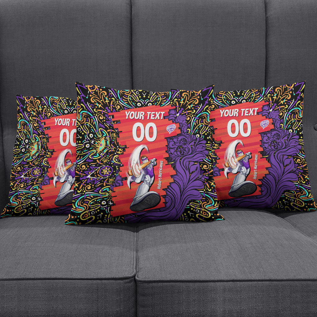 Personalized Hobart Hurricanes Cricket Pillow Cover Hippie Psychedelic Pattern Vibrant Mandala Art Style
