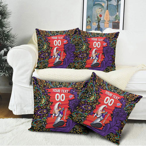 Personalized Hobart Hurricanes Cricket Pillow Cover Hippie Psychedelic Pattern Vibrant Mandala Art Style
