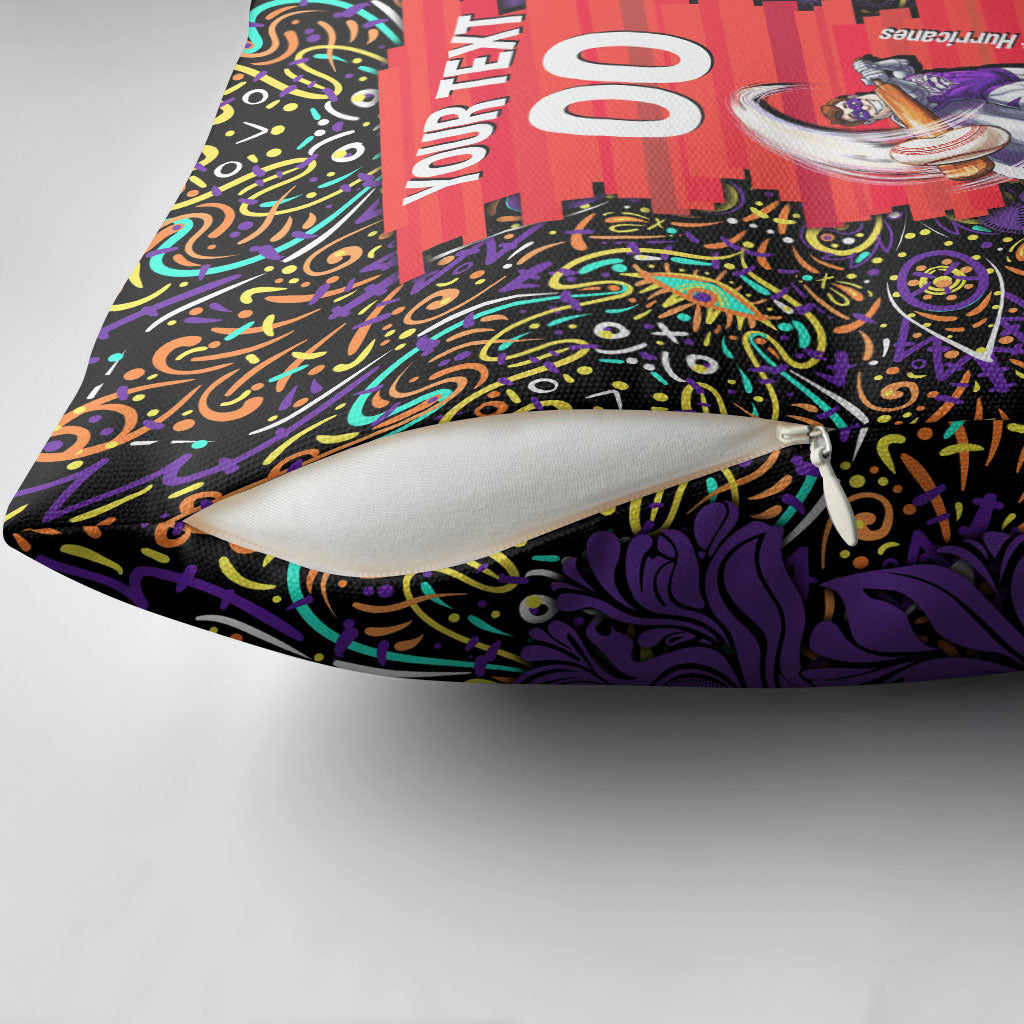 Personalized Hobart Hurricanes Cricket Pillow Cover Hippie Psychedelic Pattern Vibrant Mandala Art Style