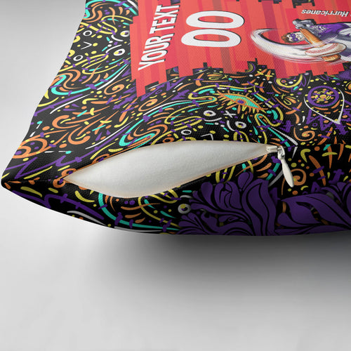 Personalized Hobart Hurricanes Cricket Pillow Cover Hippie Psychedelic Pattern Vibrant Mandala Art Style