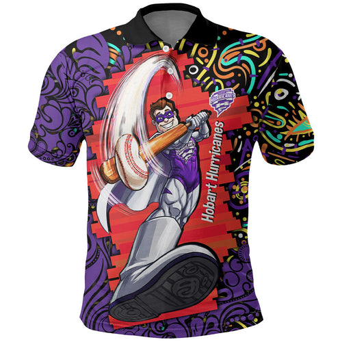 Personalized Hobart Hurricanes Cricket Polo Shirt Hippie Psychedelic Pattern Vibrant Mandala Art Style