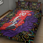 Personalized Hobart Hurricanes Cricket Quilt Bed Set Hippie Psychedelic Pattern Vibrant Mandala Art Style