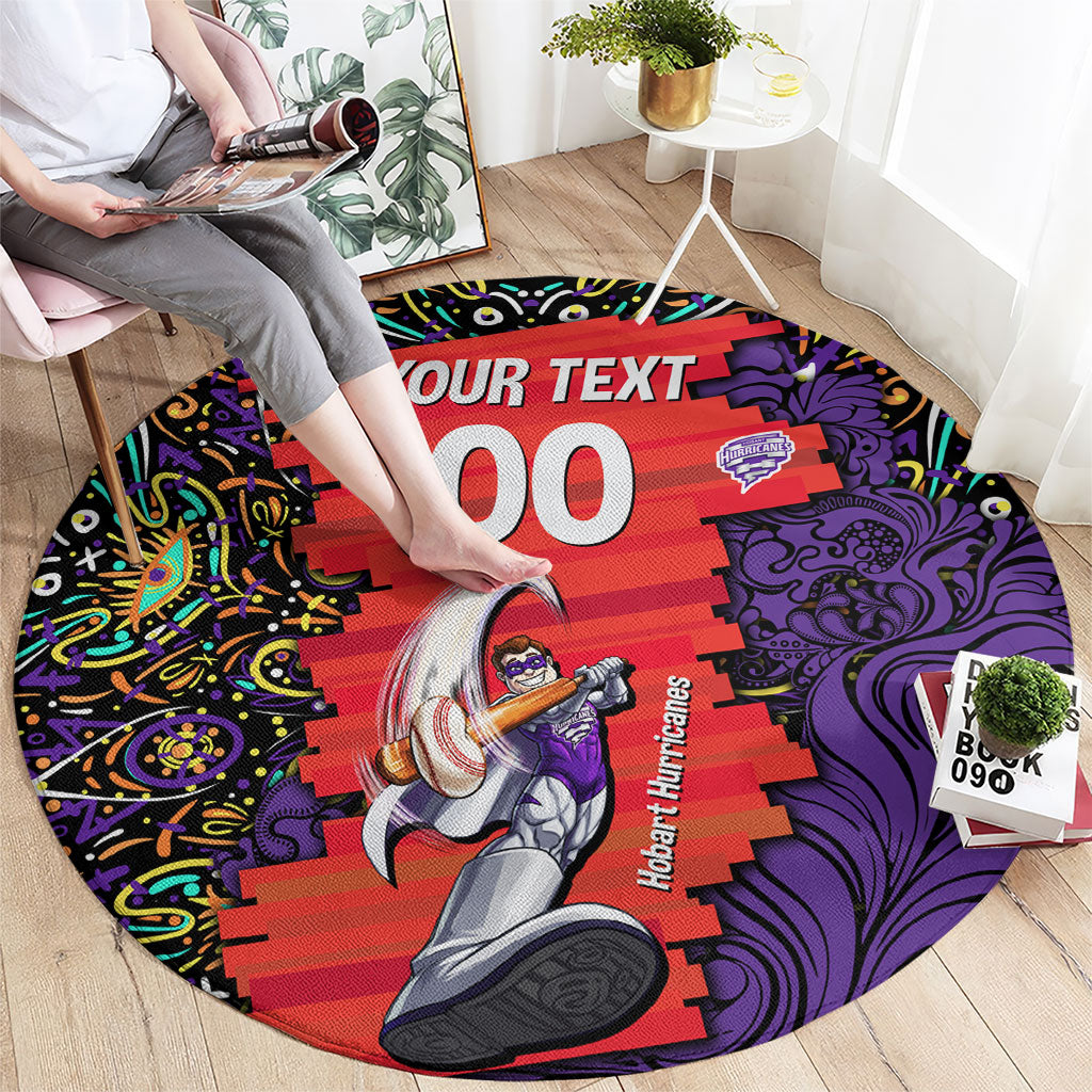 Personalized Hobart Hurricanes Cricket Round Carpet Hippie Psychedelic Pattern Vibrant Mandala Art Style