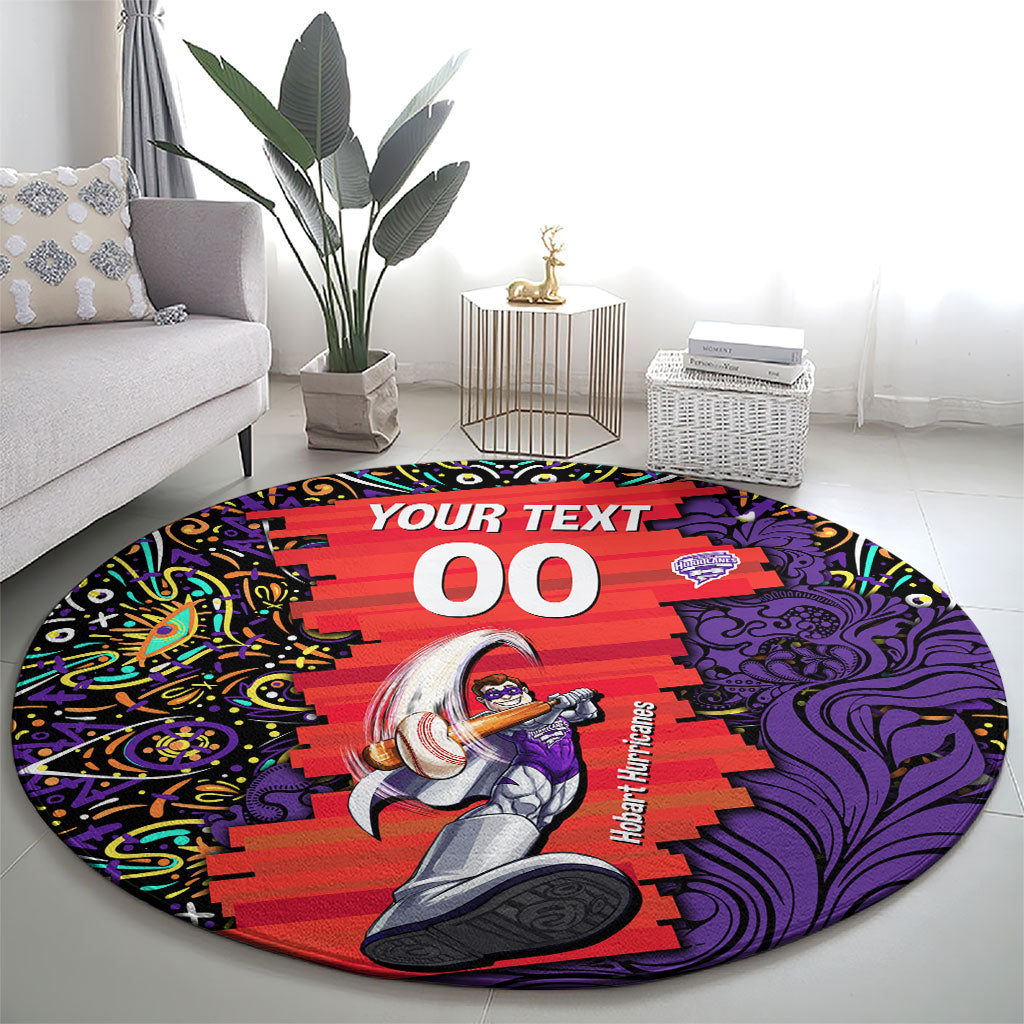 Personalized Hobart Hurricanes Cricket Round Carpet Hippie Psychedelic Pattern Vibrant Mandala Art Style