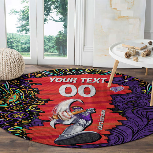 Personalized Hobart Hurricanes Cricket Round Carpet Hippie Psychedelic Pattern Vibrant Mandala Art Style