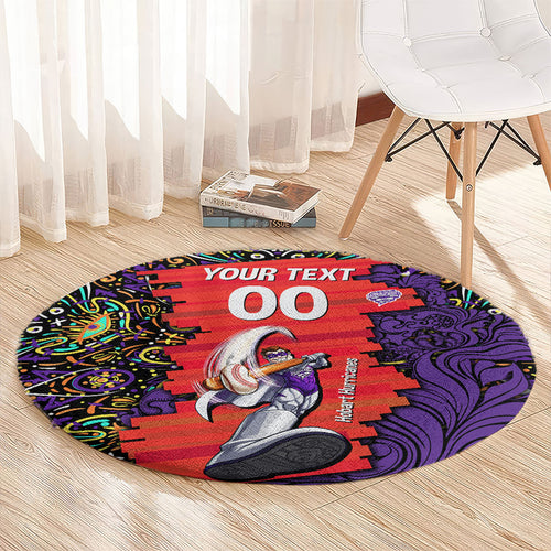 Personalized Hobart Hurricanes Cricket Round Carpet Hippie Psychedelic Pattern Vibrant Mandala Art Style