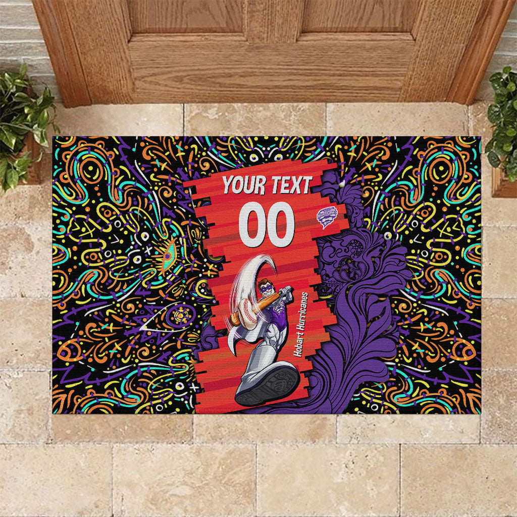 Personalized Hobart Hurricanes Cricket Rubber Doormat Hippie Psychedelic Pattern Vibrant Mandala Art Style