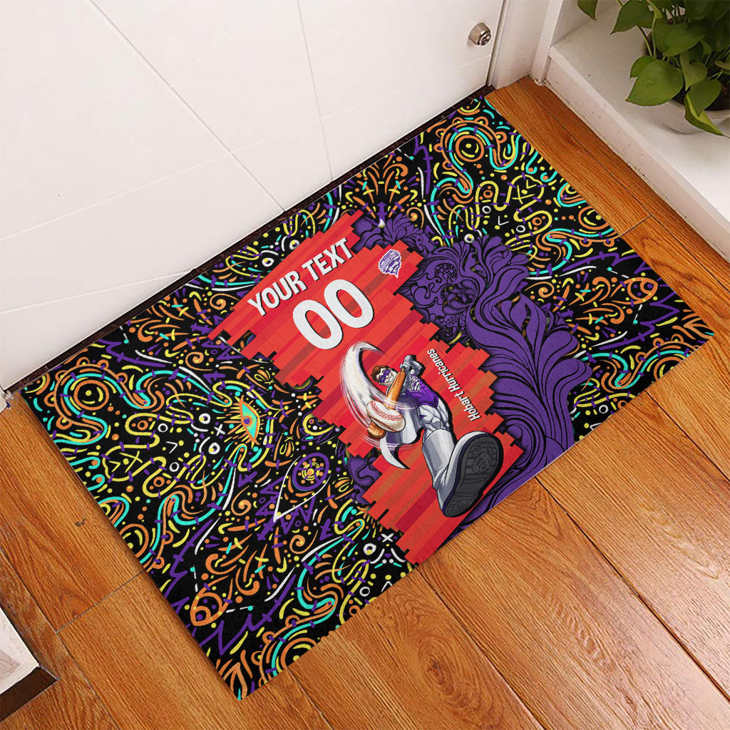Personalized Hobart Hurricanes Cricket Rubber Doormat Hippie Psychedelic Pattern Vibrant Mandala Art Style