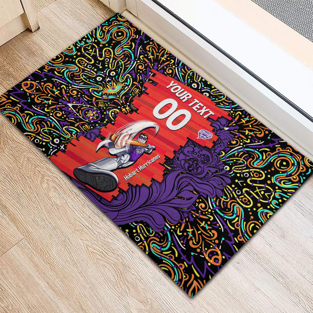 Personalized Hobart Hurricanes Cricket Rubber Doormat Hippie Psychedelic Pattern Vibrant Mandala Art Style