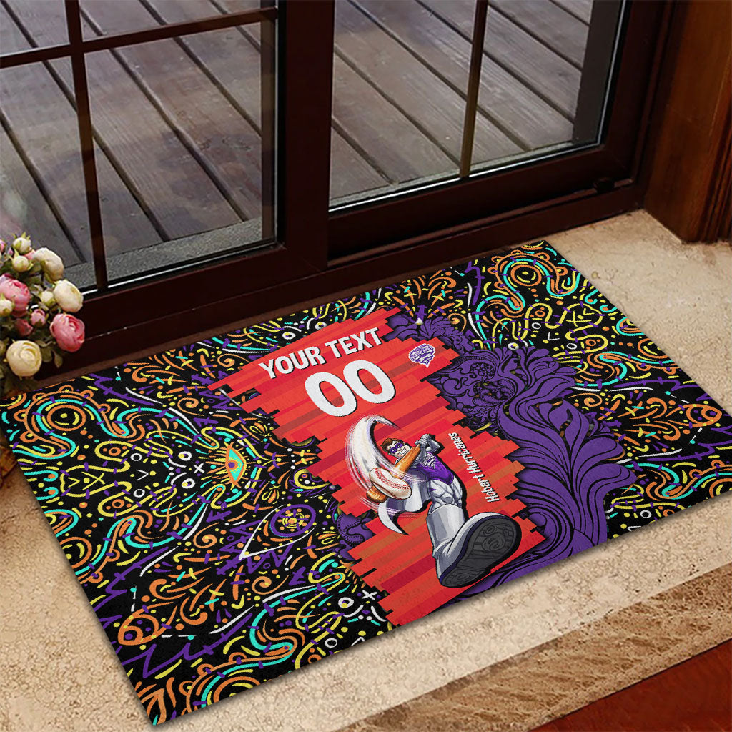Personalized Hobart Hurricanes Cricket Rubber Doormat Hippie Psychedelic Pattern Vibrant Mandala Art Style