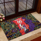 Personalized Hobart Hurricanes Cricket Rubber Doormat Hippie Psychedelic Pattern Vibrant Mandala Art Style