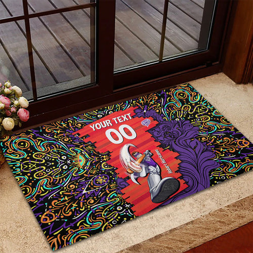 Personalized Hobart Hurricanes Cricket Rubber Doormat Hippie Psychedelic Pattern Vibrant Mandala Art Style