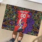 Personalized Hobart Hurricanes Cricket Rubber Doormat Hippie Psychedelic Pattern Vibrant Mandala Art Style