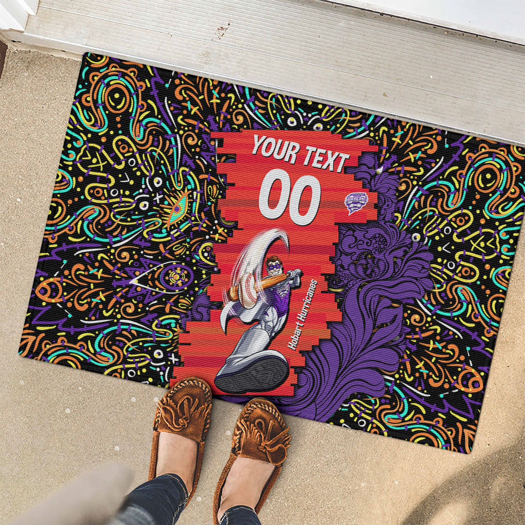 Personalized Hobart Hurricanes Cricket Rubber Doormat Hippie Psychedelic Pattern Vibrant Mandala Art Style