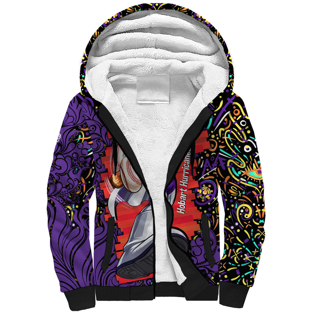 Personalized Hobart Hurricanes Cricket Sherpa Hoodie Hippie Psychedelic Pattern Vibrant Mandala Art Style