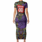 Personalized Hobart Hurricanes Cricket Short Sleeve Bodycon Dress Hippie Psychedelic Pattern Vibrant Mandala Art Style