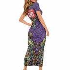 Personalized Hobart Hurricanes Cricket Short Sleeve Bodycon Dress Hippie Psychedelic Pattern Vibrant Mandala Art Style