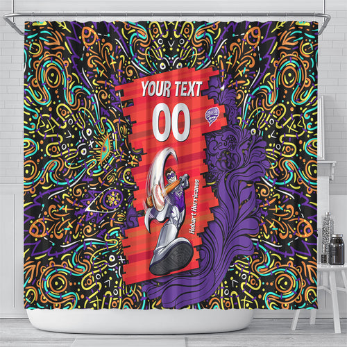 Personalized Hobart Hurricanes Cricket Shower Curtain Hippie Psychedelic Pattern Vibrant Mandala Art Style