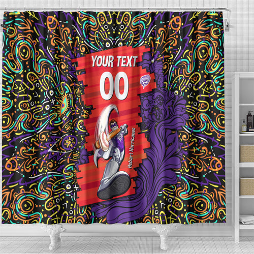 Personalized Hobart Hurricanes Cricket Shower Curtain Hippie Psychedelic Pattern Vibrant Mandala Art Style