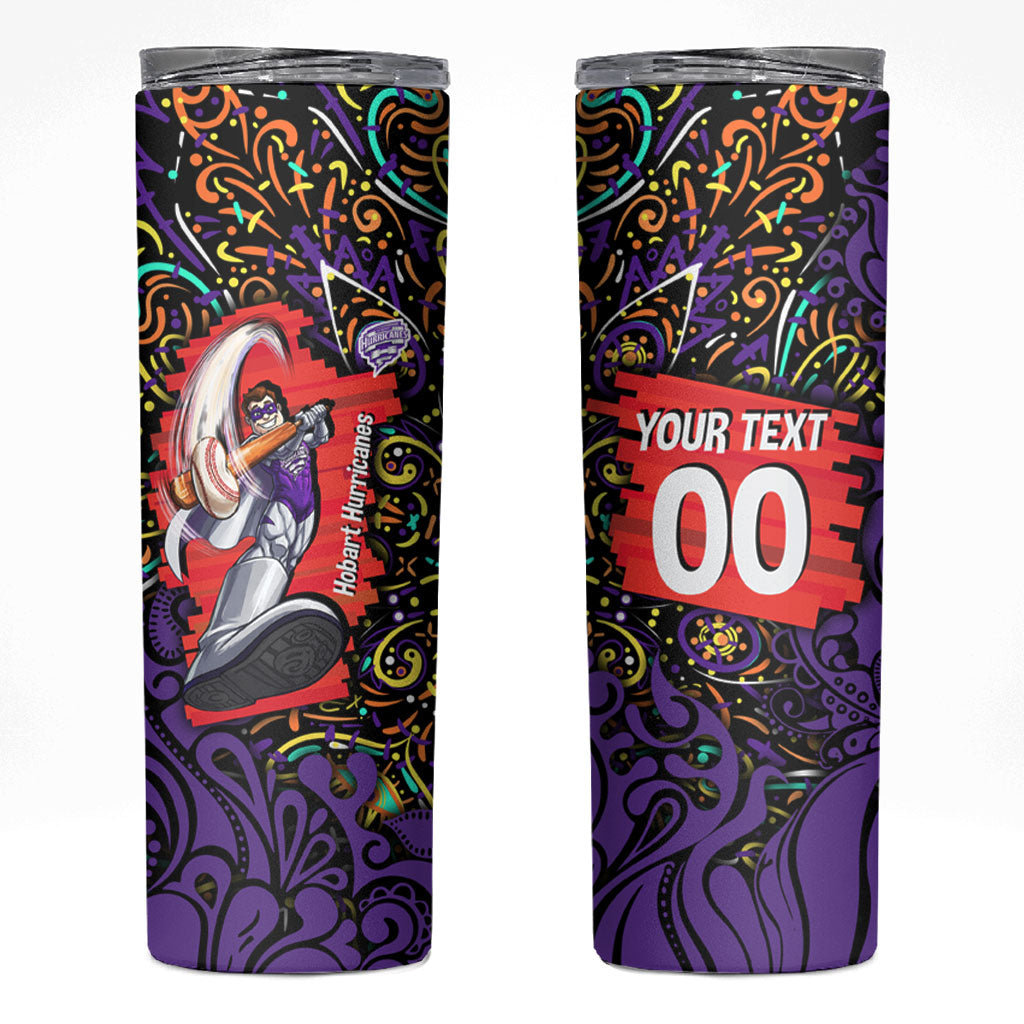 Personalized Hobart Hurricanes Cricket Skinny Tumbler Hippie Psychedelic Pattern Vibrant Mandala Art Style