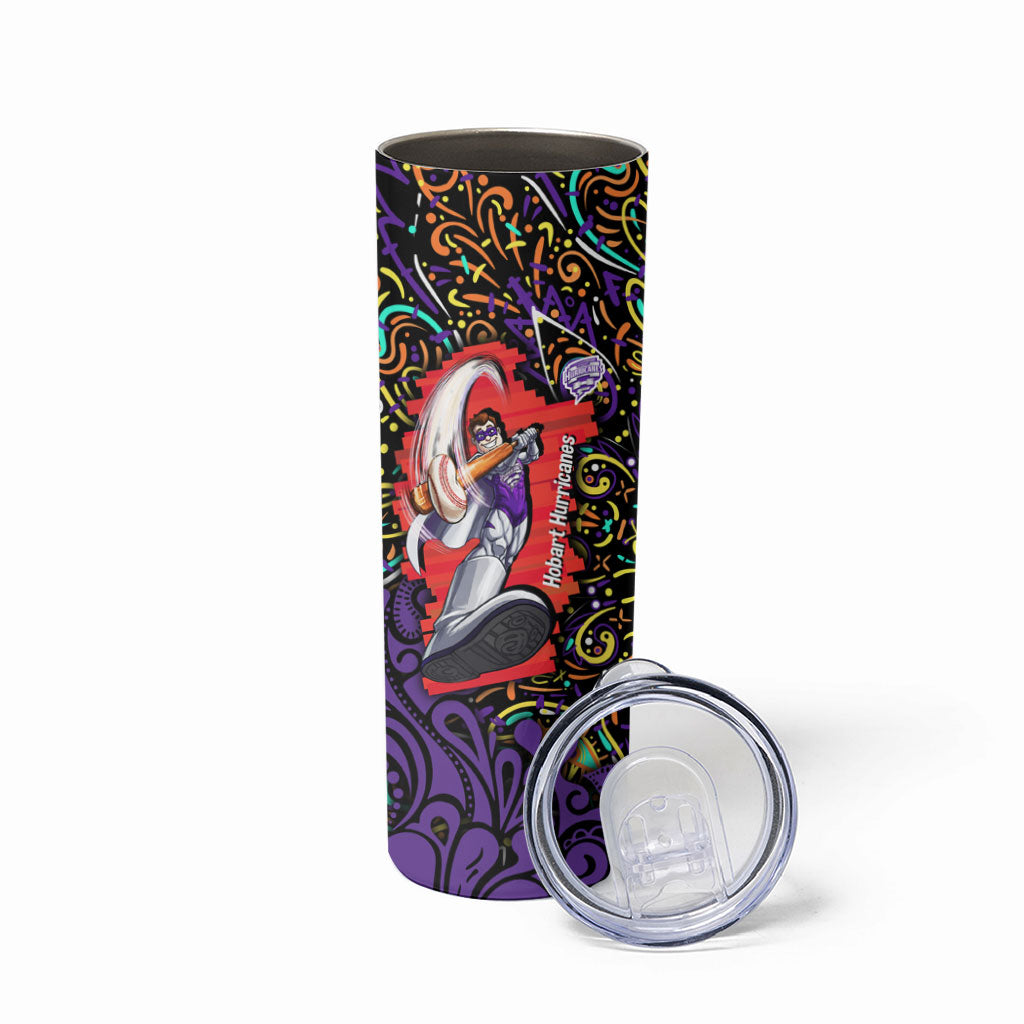 Personalized Hobart Hurricanes Cricket Skinny Tumbler Hippie Psychedelic Pattern Vibrant Mandala Art Style