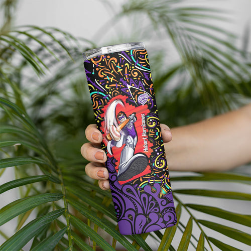 Personalized Hobart Hurricanes Cricket Skinny Tumbler Hippie Psychedelic Pattern Vibrant Mandala Art Style