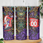 Personalized Hobart Hurricanes Cricket Skinny Tumbler Hippie Psychedelic Pattern Vibrant Mandala Art Style