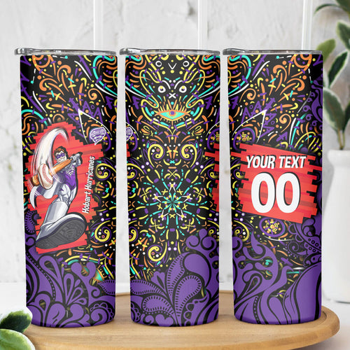 Personalized Hobart Hurricanes Cricket Skinny Tumbler Hippie Psychedelic Pattern Vibrant Mandala Art Style