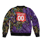 Personalized Hobart Hurricanes Cricket Sleeve Zip Bomber Jacket Hippie Psychedelic Pattern Vibrant Mandala Art Style