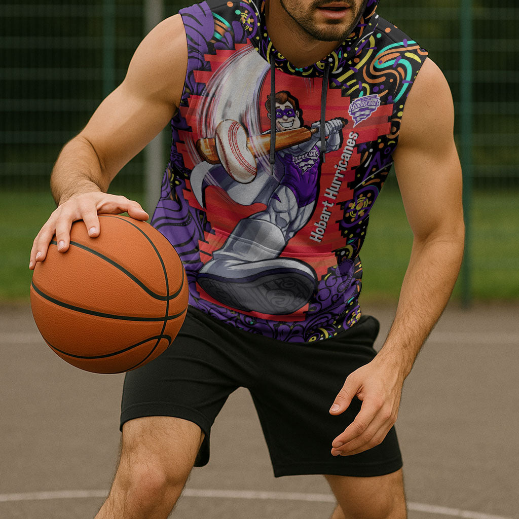 Personalized Hobart Hurricanes Cricket Sleeveless Hoodie Hippie Psychedelic Pattern Vibrant Mandala Art Style