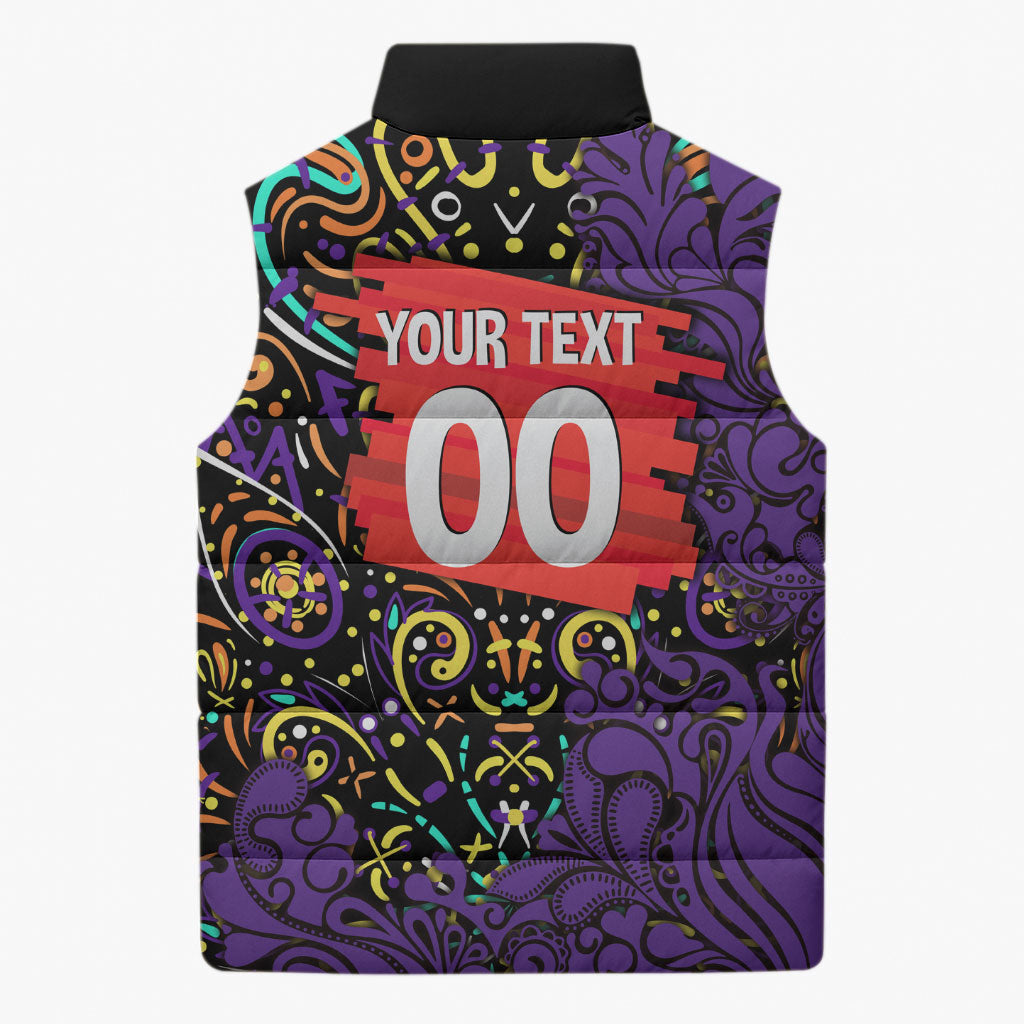Personalized Hobart Hurricanes Cricket Sleeveless Puffer Jacket Hippie Psychedelic Pattern Vibrant Mandala Art Style