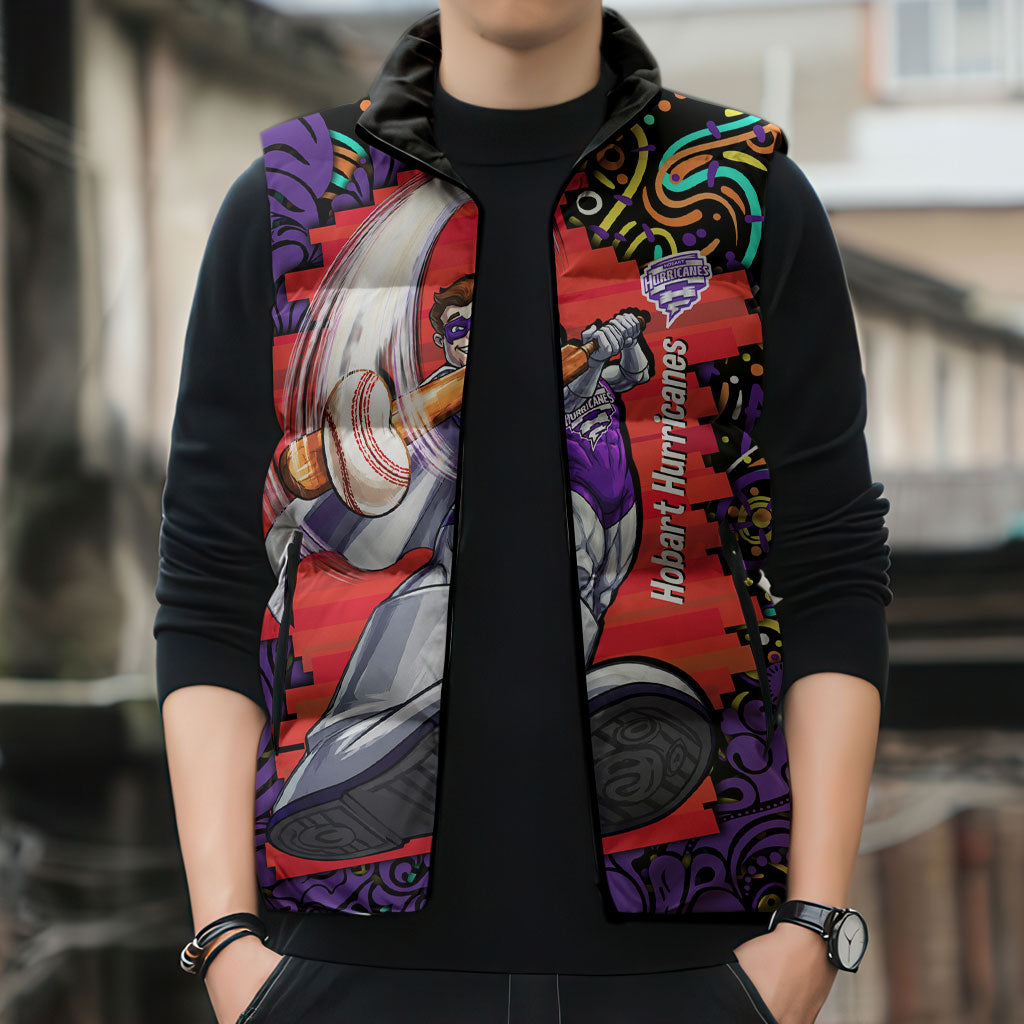 Personalized Hobart Hurricanes Cricket Sleeveless Puffer Jacket Hippie Psychedelic Pattern Vibrant Mandala Art Style