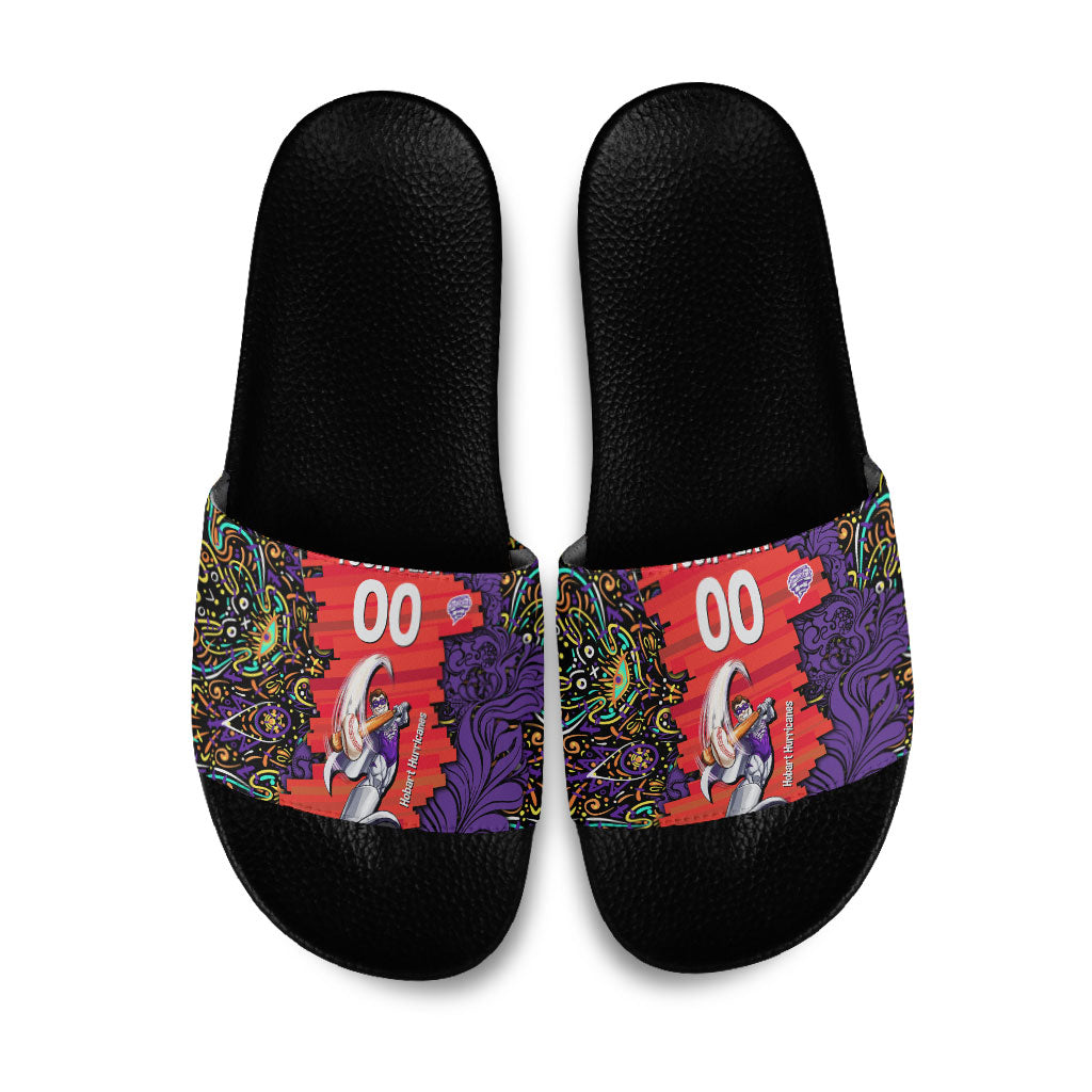 Personalized Hobart Hurricanes Cricket Slide Sandals Hippie Psychedelic Pattern Vibrant Mandala Art Style