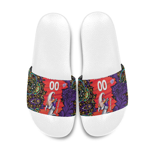Personalized Hobart Hurricanes Cricket Slide Sandals Hippie Psychedelic Pattern Vibrant Mandala Art Style