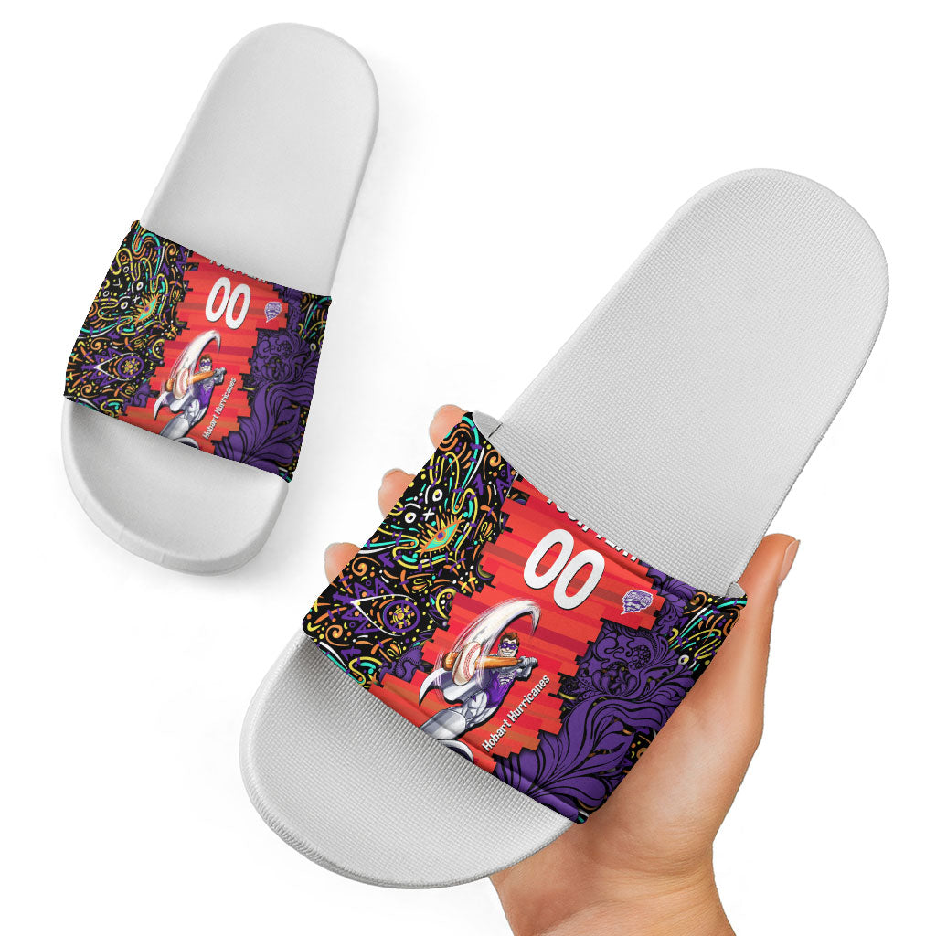 Personalized Hobart Hurricanes Cricket Slide Sandals Hippie Psychedelic Pattern Vibrant Mandala Art Style